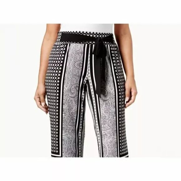 INC International Concepts Wide Leg Flared Pant Women Plus 3X Gray Bandana Print - Picture 3 of 4